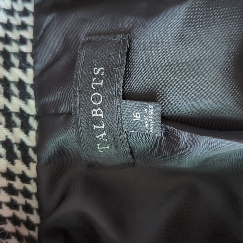 Talbots Black and White Plaid Blazer Houndstooth - Picture 8 of 10
